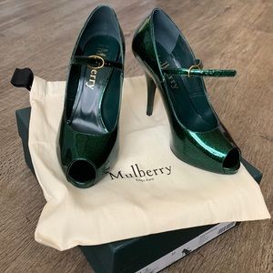 Mulberry, Emerald, glitter heels